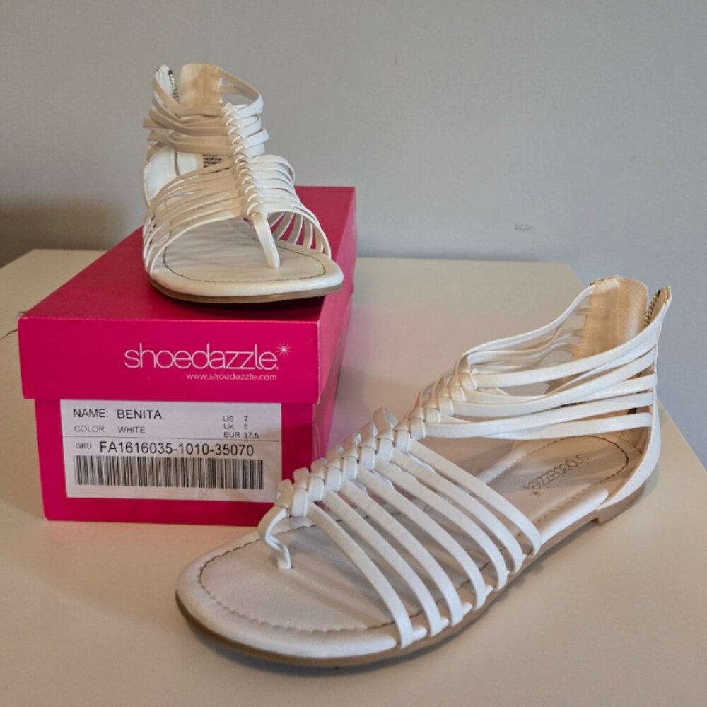 Shoedazzle Sandals 7 White